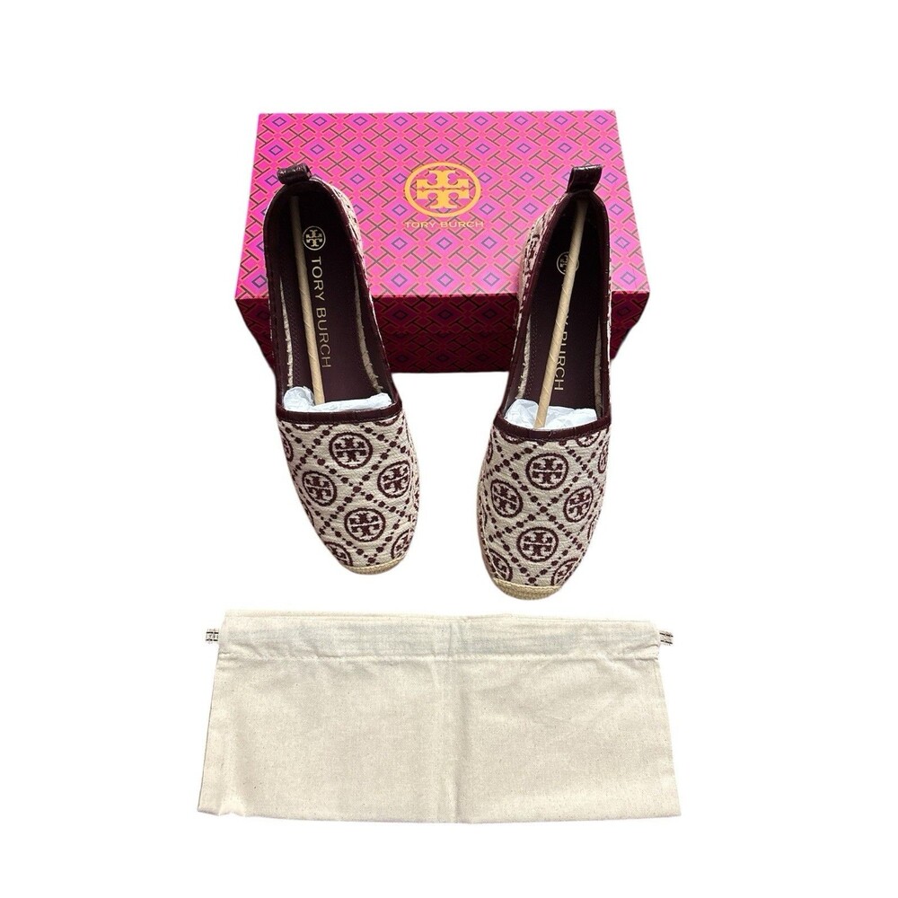 Tory Burch T Monogram Soft Croco Embossed Flatform Espadrille Shoe Sz 9.5 $298 - Picture 1 of 4